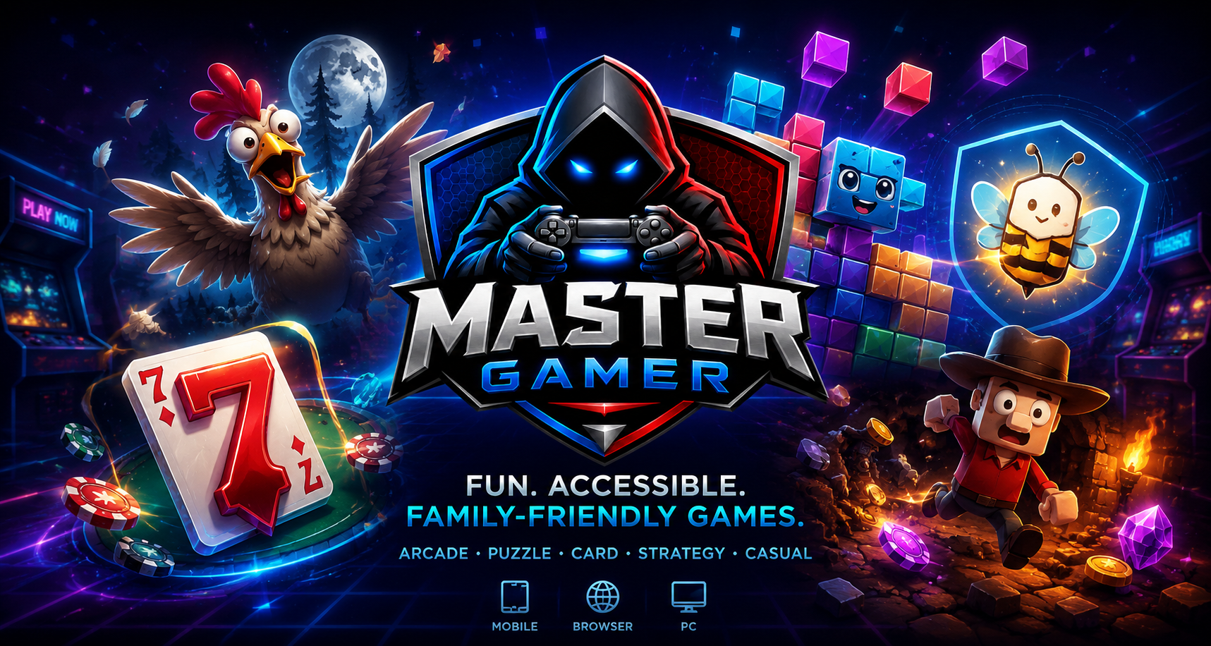 Master Gamer family-friendly games banner